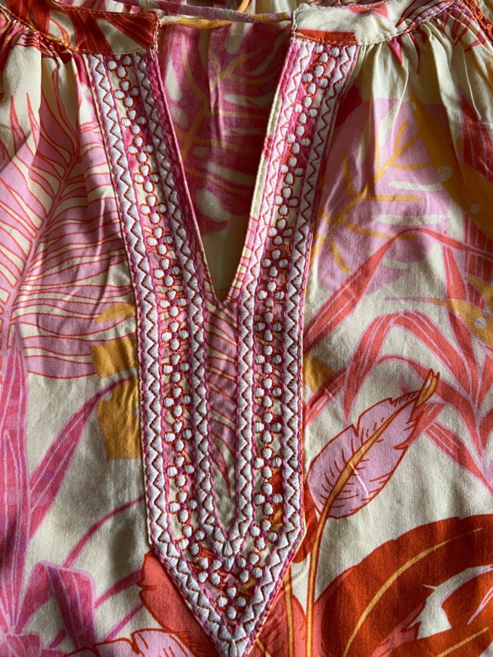 Haute Hippie Pink Orange Tropical Print Tunic Blouse - Picture 4 of 7